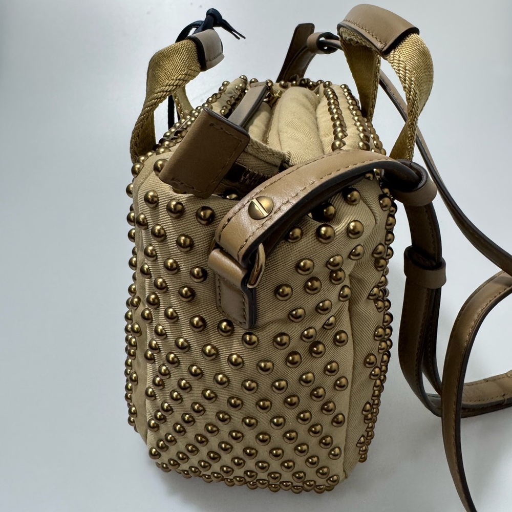 Moncler Micro Caradoc Tote Bag Khaki Gold - Picture 6 of 13